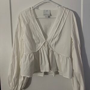 C/MEO COLLECTIVE WOMEN'S WHITE LIE
AWAKE LONG SLEEVE RUFFLED TOP